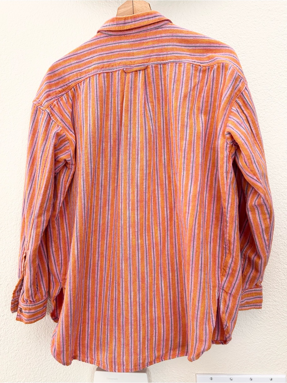 Anthropologie Pilcro Orange Striped Oxford Tunic Buttondown Shirt Oversized S - Picture 5 of 10